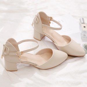 Bowtie High Heels Woman Pointed toe Single Shoes